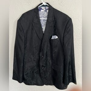 Robert Graham Limited Edition 100% Silk Floral Print Blazer Jacket Size 46 EUC